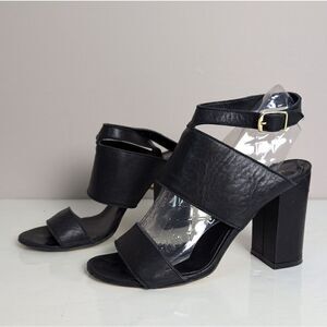 Vintage Le Chateau Leather Strappy Heels Women’s Black Y2K 90s Sz 7 4” Heel